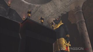 Anubis Mounts a Fresh Egyptian Slave in his Temple