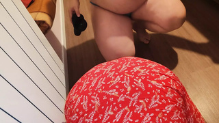 Pregnant wifey rips my butt and wants me to sit on a big dildo