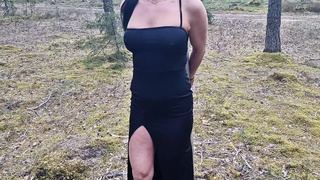 Handcuffed Milf On The Tree In Public Forest And Fucking Her Hard