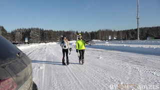 Boy and ex-wife tempt ski instructor into a naughty threesome