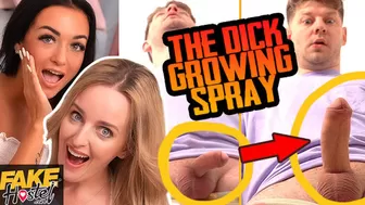 Fake Hostel - Micro Dick lover grows 8 inches with Rod Growing Spray and gets into a threesome with blonde and brunette