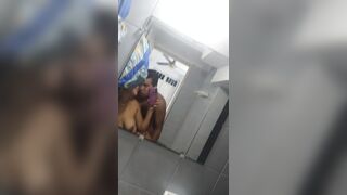 fucking in the bathroom with my ebony guy while cuck man went to buy beers