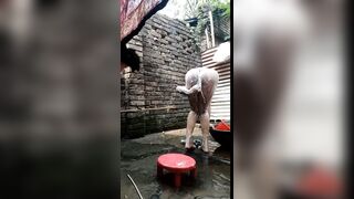 Indian village village whore is bathing in the bathroom. sweet village bitch is showing boobies snatch butt-sex and full nude body