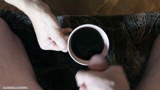 Coffee & Cream - Aimee Drinks a Cup of Joe with Sperm In it after Blowing Wang