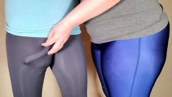 Stepmom put on Her Shiny Leggings and Noticed it made Her Stepson Hard as He looked at Her in Them