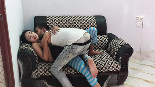 Romantic lovers fucking before partying at home sex