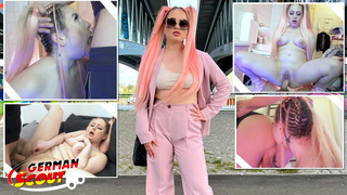 GERMAN SCOUT - Pink Hair Teenie Maria Gail with Saggy Boobies at Rough Ass sex Sex Casting