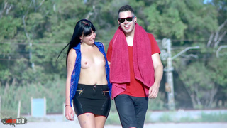 French sweety Natacha Guapa gets behind pounded on a public beach
